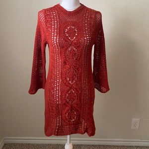 Free People Crochet Burnt Orange Dress Size S